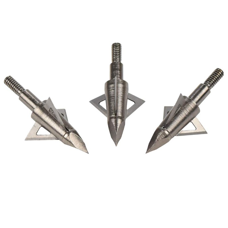 Bowhunting 125 Grain, 3 Blade Broadhead Steel Tips for Archery