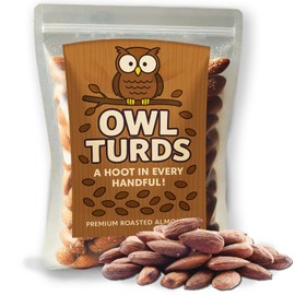 Owl Turds Roasted Almonds - Funny Owl-Themed Snack for Bird Lovers, Gag Gift for Birdwatchers, Forest Animal Treat, Perfect for Stocking Stuffers, Parties, and Nature-Themed Gifts