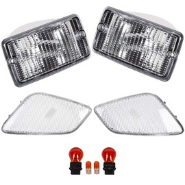 HECASA Clear Lens Bumper Signal + Side Marker Lights Compatible with 1997-2006 Jeep Wrangler TJ Turn Signal Lights Side Marker Lamps Replacement for 55157033AA CH2520141