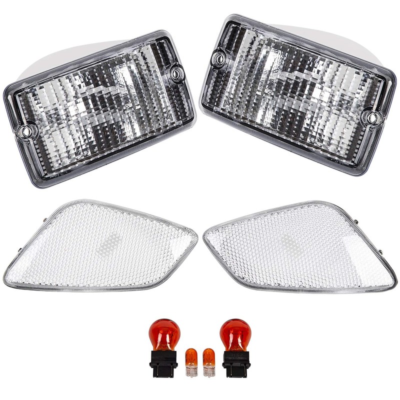 HECASA Clear Lens Bumper Signal + Side Marker Lights Compatible
