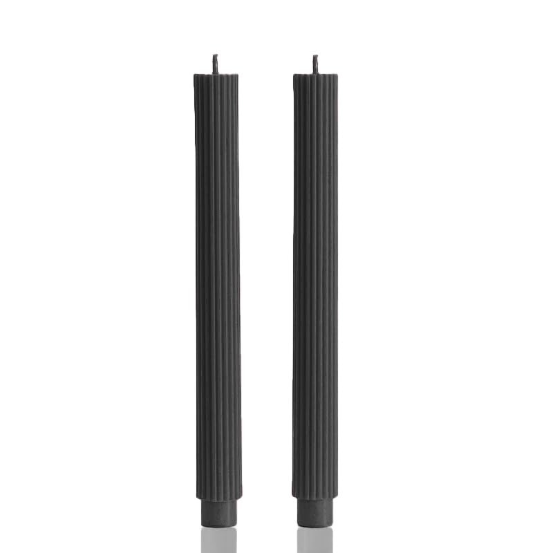 PAMELIFE 2 Pack | 10" Premium Unscented Ribbed Wick Taper