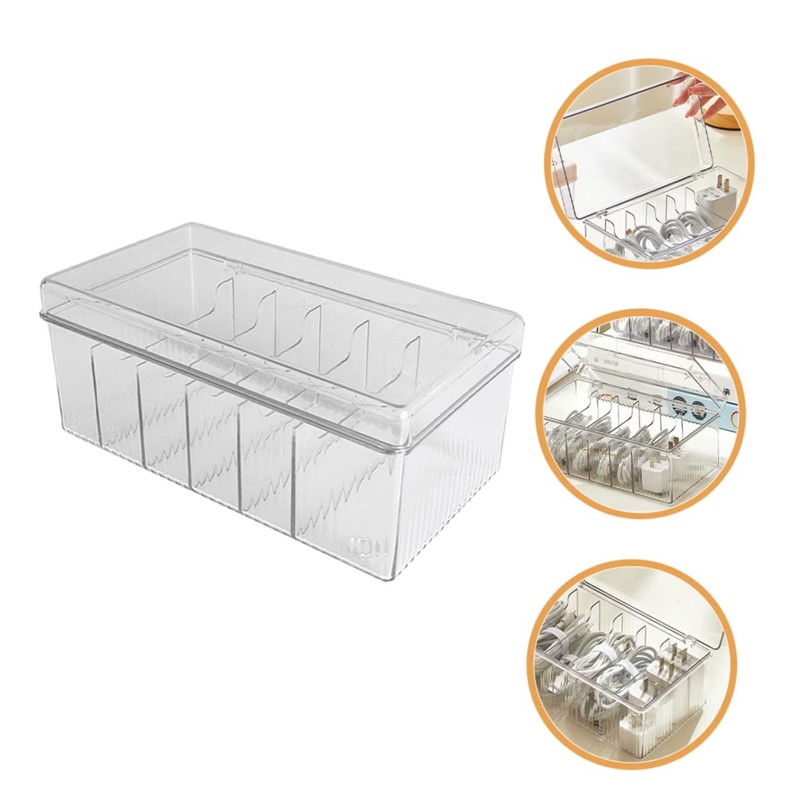 LABRIMP Cable Storage Organizer Box Transparent Dustproof and Moisture Multi