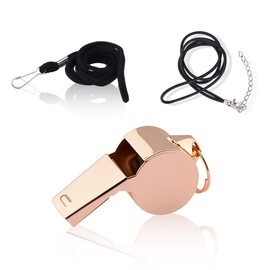 Pliwcas Rose Gold Survival Whistle for Women Emergency Loud Safety Whistle Necklace for Hiking Basketball Football Soccer Training Whistles for Techers Coaches Whistle with Lanyard