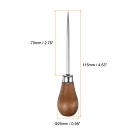 HARFINGTON Handwork Sewing Awl Single Gourd Awl Leather Punch Hole Tools with Wooden Handle Scratch for Broken Wire Make Mark Drilling Stitching Repair and DIY Handmade, Log Color