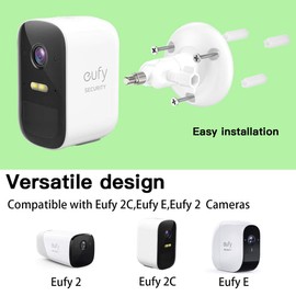 HOLACA Adjustment Wall Mount Holder Compatible With Eufycam 2c/3c,Eufycam 1&2,Eufycam E and other Eufycams Compatible Models，1/4" Screw Eufycam Wall Mounts (2Pack White)