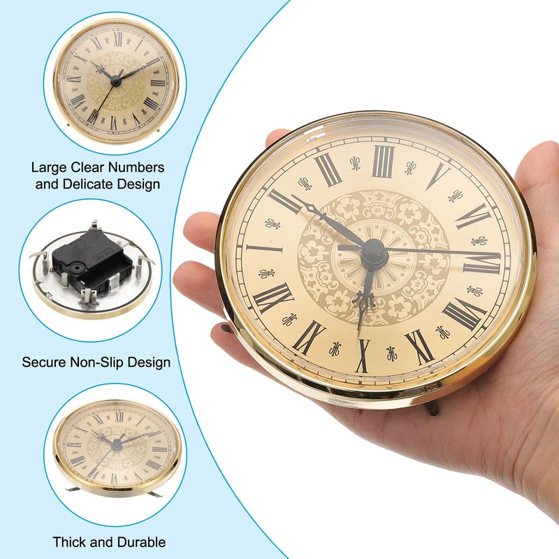 PATIKIL 4.3" 110mm Quartz Clock Insert, Round Quartz Movement Miniature