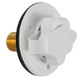 RecPro RV City Water Fill Inlet | White | Optional Hose Elbow and or Gasket Seal | Flange Brass with Check Valve | Camper | Trailer | Marine (No Hose Elbow, with Seal) | Made in America