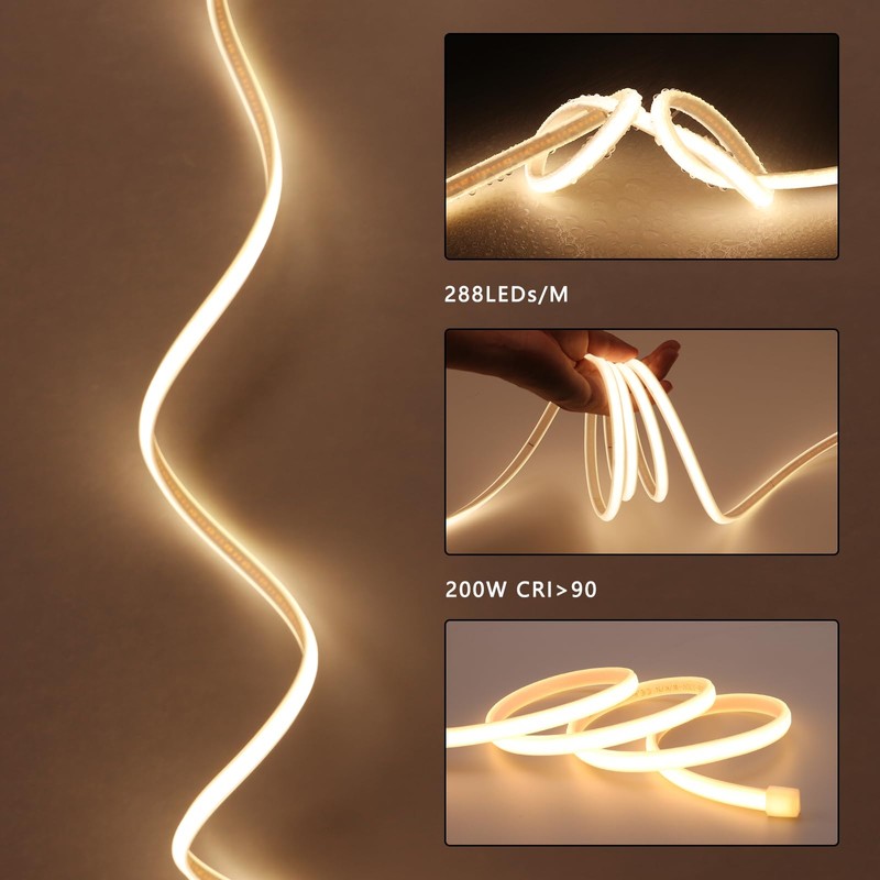 BENLUN AC 110V COB LED Strip Lights Outdoor Waterproof 65.6ft,