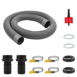 TXXATX Water Butt Connection Set Overflow Water Butt Water Butt Connection Set Included 100 cm Connection Hose 32 mm Tank Feedthrough Rain Barrel Connector for Rain Barrel Water Tanks Cisterns