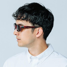 Afit AF-002P Polarized Sunglasses, Men's, Driving, Golf, Outdoor Use, UV Protection, Polarized Sports Sunglasses, Red/Black (Polarized Smoke Lenses), M