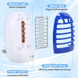 Metessi 4 Pack Indoor Bug Zapper Flying Insect Trap, Plug-in Electric LED Mosquito Zapper,Electronic Mosquitoes Killer for Kitchen Bedroom Baby Room Office