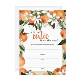 Little Cutie Baby Shower Invites / 25 Cards With White Envelopes/Clementine Invitations/Fill In Gender Neutral Cards