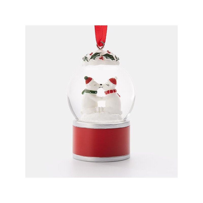 THINGS REMEMBERED Engraved Mini Polar Bears Kissing Snow Globe Ornament