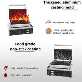 Hot Dog Waffle Maker Commercial, Waffle Makers Hot dog Making Machine 6 Grid Crispy Machine, 1500W Stainless Steel Crispy Baking Corn Dog for Bakeries, Restaurants, Kiosks