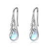 Filigree Moonstone Earrings Sterling Silver Leaf Teardrop Dangle Earrings Bohemian