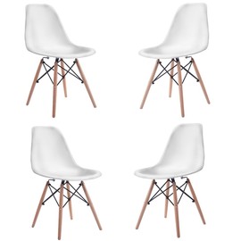 Costway Set of 4 Eames Style Chair Mid Century Modern DSW Side Chair Wood Leg