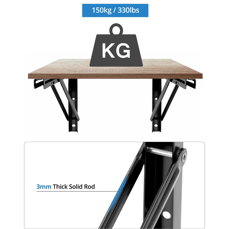 QWORK 24" Heavy Duty Folding Shelf Brackets for Wall Mounted