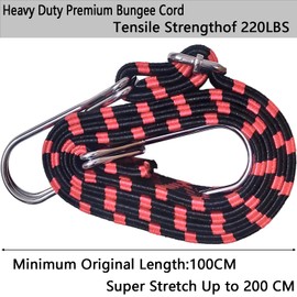 Elastic Band with Hooks, Expander 100 cm Expander with Hooks, Set of 2 for Outdoor, Garden and Camping, Transport and Fixation, Motorcycle, Bicycle, Red
