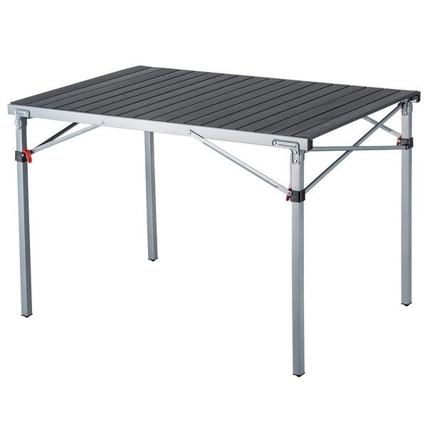 KingCamp Aluminum Folding Lightweight Roll Portable Stable Table for Camping Picnic Barbecue Backyard Party, Indoor & Outdoor 4-6, Oversize, Silver Black