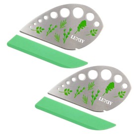 Herb Stripper 9 holes, Luxiv Stainless Steel Kitchen Herb Leaf Stripping Tool LooseLeaf Kale Razor Metal Herb Pealer for Kale, Chard, Collard Greens, Thyme, Basil, Rosemary (1 pack) (2, green)