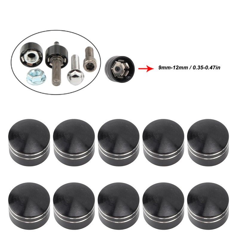 10PCS Motorcycle Head Bolt Cover CNC Aluminum Black Round Grooved
