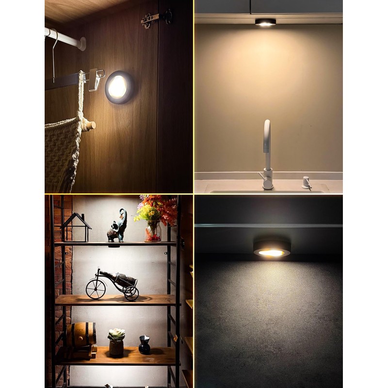 HOLKPOILOT Ultra Thin Puck Lights with Remote, LED Under Cabinet