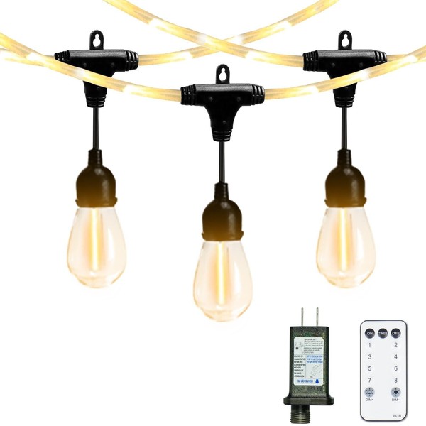 LitTerra Led Outdoor String Rope Lights with Edison Shatterproof Bulbs