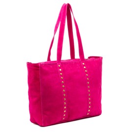 FIRENZE ARTEGIANI. Alonte women's shoulder bag, genuine leather, suede, 38 x 12 x 30 cm, colour: fuchsia, fuchsia, Utility