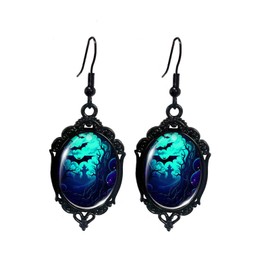 Vintage Gothic Earrings Drop Earrings for Women Gothic Bat Earrings Goth Glass Bat Dangle Earrings Blood Bat Earrings Gothic Victorian Earrings Unique Funky Earrings Gothic Jewelry Accessories