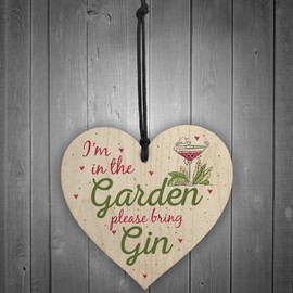 RED OCEAN In The Garden Bring Gin Wall Garden Shed Plaque Decor Alcohol Sign Funny Friendship Gift