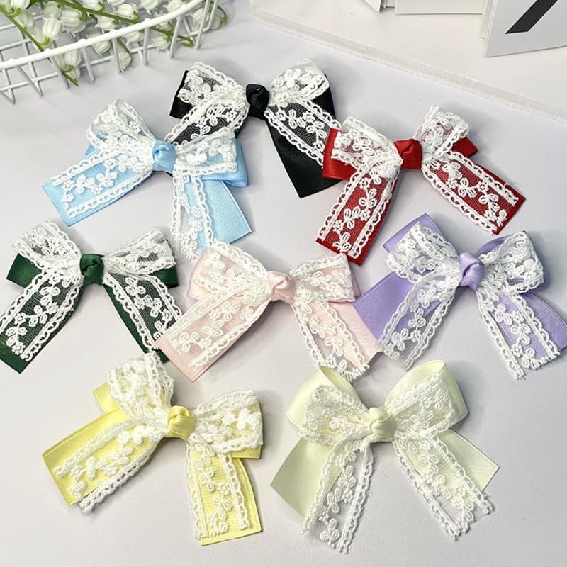 Set of 2 Lavender Floral Lace Ribbon Hair Clips [Parallel