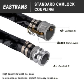 EASTRANS 3" x 50' Black Heavy Duty Discharge Hose for Swimming Pools, Reinforced Lay Flat Pool Backwash Hose, Durable Water Drain Hose with Aluminum Camlock C and E Fittings