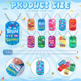 Ecally 30 Sets Christian Easter Gifts Dog Tag Necklace Religious Bookmarks Bible Verse Necklaces Religious Party Favor Inspirational Quotes Bookmarks for Sunday School Prize, 10 Styles(Bright Color)