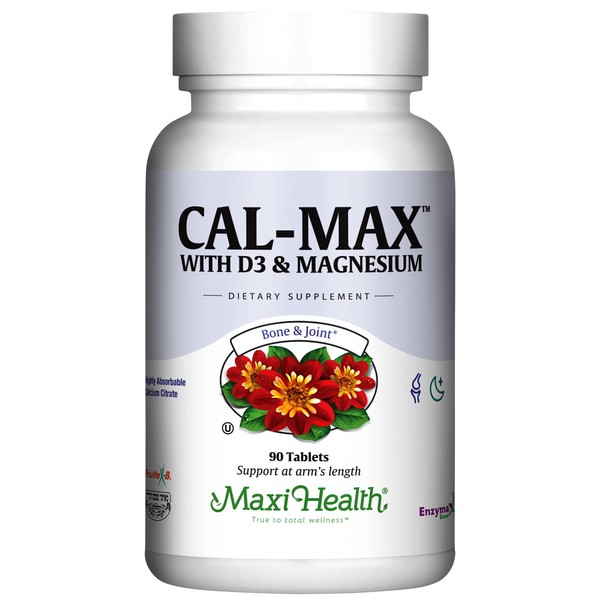 Maxi Health Cal-Max – Calcium Citrate with Vitamin D3 and Magnesium for Healthy Bone, Muscle, and Joints – 1000mg Calcium, 750mg Magnesium, and 400IU D3 – Immune Support for Adults – 90 Tablets