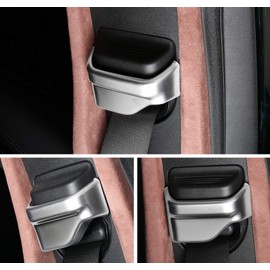 iJDMTOY Satin Silver Front Seat Belt Shoulder Height Adjustment Button Cover Trims Compatible with Mercedes W205 C-Class W213 E-Class X205 GLC-Class
