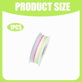 1 Roll 7/8 Inch 10 Yards Pastel Rainbow Stripe Sheer Organza Chiffon Stitched Ribbon for Craft Present Wrapping Wedding Bride Party Birthday Party Decoration Hair Bow
