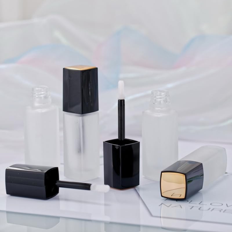 UPSTORE 3 Pcs 5ml Frosted Glass Lip Gloss Tubes Refillable
