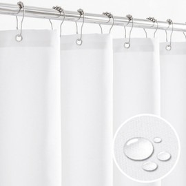 Felisa Long Fabric Shower Curtain Liner with 6 Magnets,72W x 78L, Waterproof & Light-Weight Shower Liner for Bathroom,Soft Cloth Shower Curtain Liners,Machine Washable,White,Cortinas de Baño