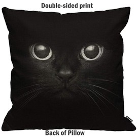 HGOD DESIGNS Cushion Cover Black Cat Show Two Eyes Throw Pillow Cover Home Decorative for Men/Women living room Bedroom Sofa Chair 18X18 Inch Pillowcase