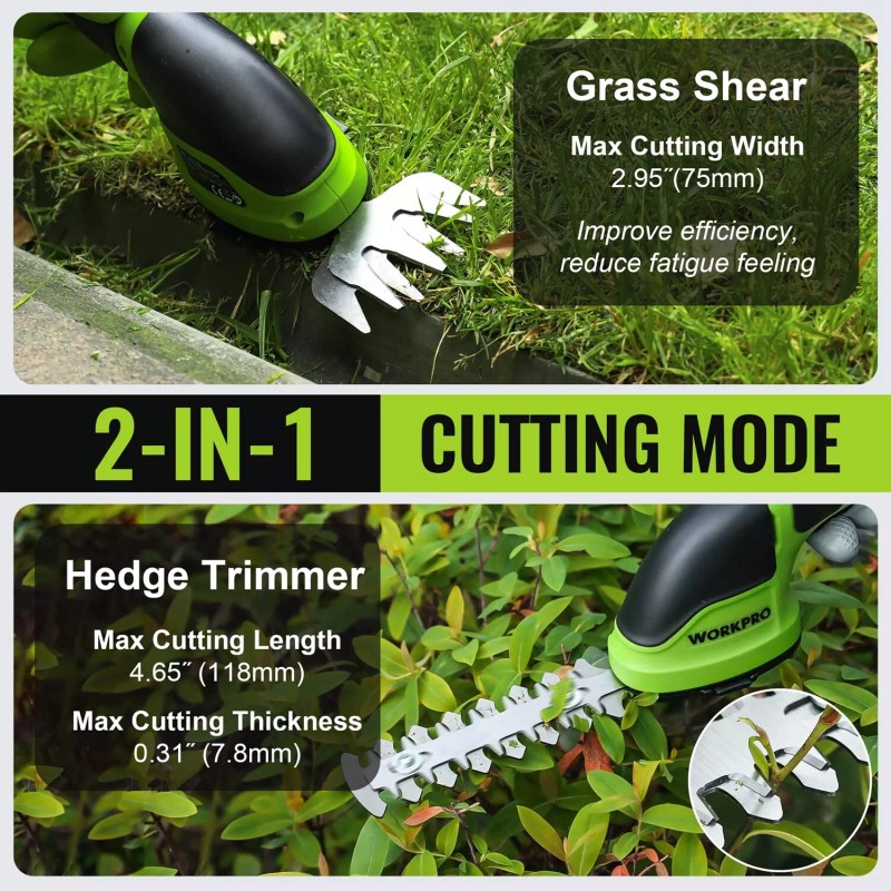 WORKPRO Cordless Grass Shear & Shrubbery Trimmer 2 in 1