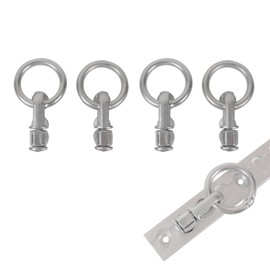 OldBones L-Track Double Stud Tie Down Fitting with O-Ring, L Track Tie Down with O-Ring, Tie-Down Anchor Points Track Hook for Cargo Transport, Pertain Trucks, Trailers, Flat Cars (4 Pack)