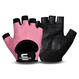 SAWANS Weight Lifting Gloves Gym Gloves Men & Women Workout Anti slip Breathable Ladies Gloves Training Silicon padded Grip palm Protection Exercise Fitness Hanging Pull-Ups Cycling (Pink, S)