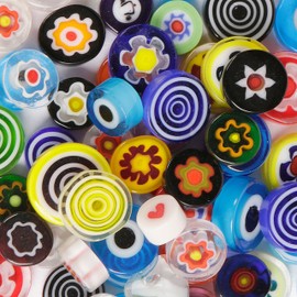 75 Grams Mixed Millefiori Glass Pebbles Mosaics Size 8-12mm Approx 84 Pieces