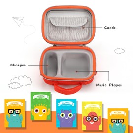 Travel Case Compatible with Yoto Player (3rd Gen.), Protective Hard Case Carrier Compatible with Audio Player (3rd Gen.), Kids Audio Card Portfolio Case Designed to Children’s Speaker Plays (Orange)
