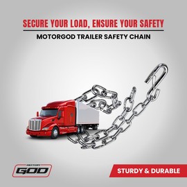 Motor God Trailer Hitch Safety Chain with S-Hook and Latch, Steel (Pair) (6000 lb)