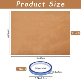 GORGECRAFT 3Pcs 12x16 Teflon Sheet with 3 Rolls 10mmx27m Blue Plastic Heat Tape High Temp Transfer Resistant Thermal Tapes Non Stick Sheets for Heat Press Sublimation Reusable Craft Mat