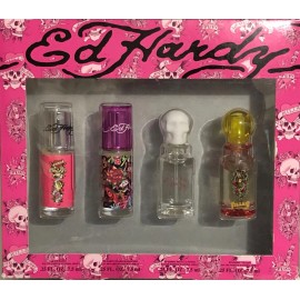 Ed Hardy Skulls & Roses Villain Hearts Daggers Edp Spray Women Gift Set 7.5ml