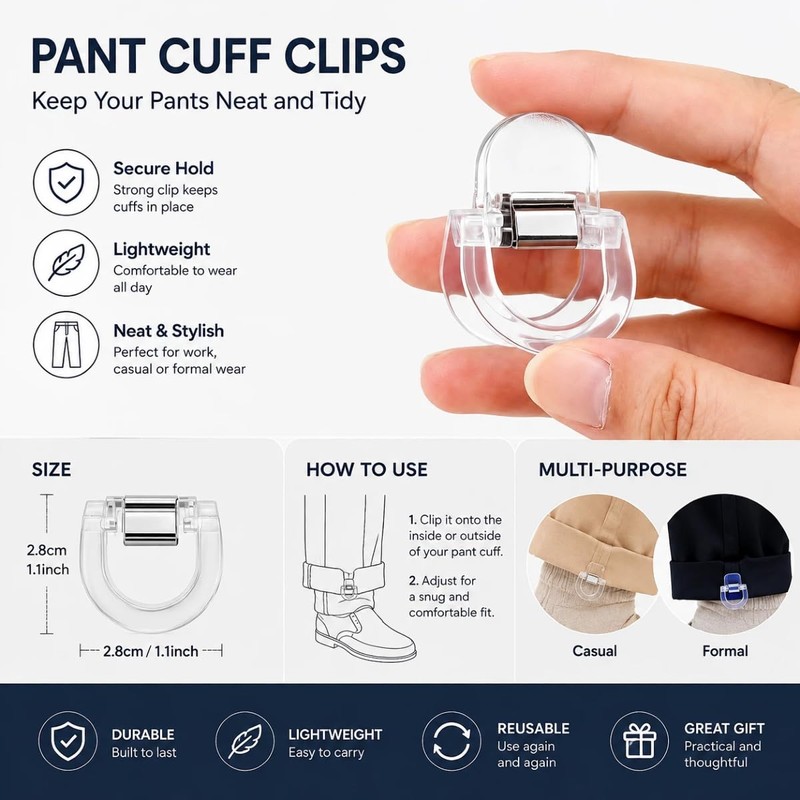 10 Pack Adjustable Pants Hem Clips for Length No Sew
