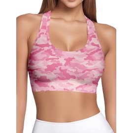 HIVICHI Womens Sports Bra Funny Workout Running Yoga Bras for Women Camo Camouflage Top Athletic Outfit, Small, Wsb-029389