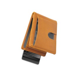 Monetial Slim Minimalist Wallet with Money Clip | Front Pocket Wallet | 1-10 Cards Storage | Mens Slim Leather Bifold | RFID Leather Bifold (Saddle Brown)